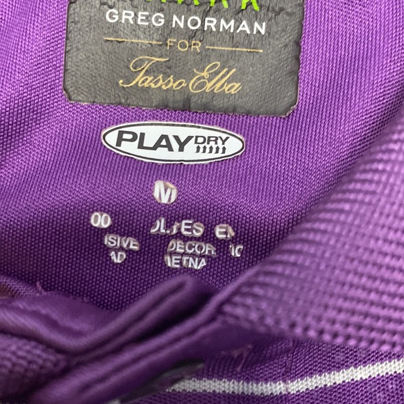 SHARK GREG NORMAN Play Dry Stripes Golf Polo Shirt Mens. Slim fit Medium - Picture 6 of 7